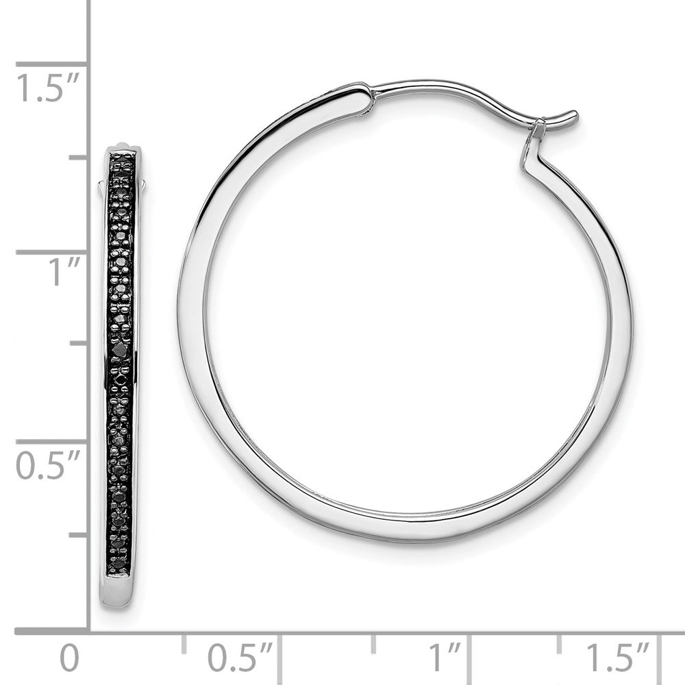 Sterlingsilber Weiß Nacht Rhodiniert Schwarz Diamant Creolen