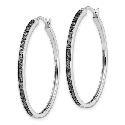 Sterlingsilber Weiß Nacht Rhodiniert Schwarz Diamant Creolen