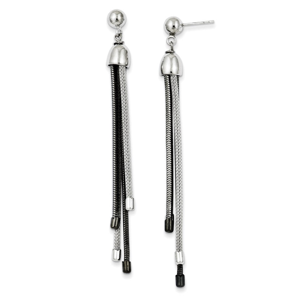 Sterlingsilber Schwarz Rhodium Poliert 4 Strang Stecker Ohrhänger