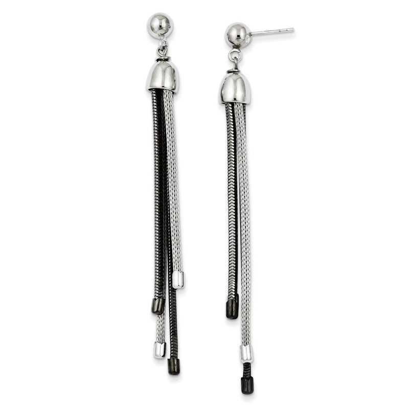 Sterlingsilber Schwarz Rhodium Poliert 4 Strang Stecker Ohrhänger