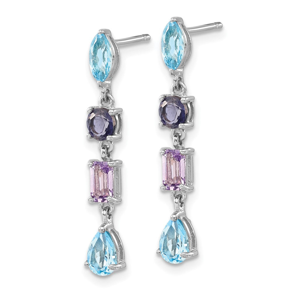 Sterlingsilber Rhodium Amethyst Blautopas und Iolite Ohrhänger
