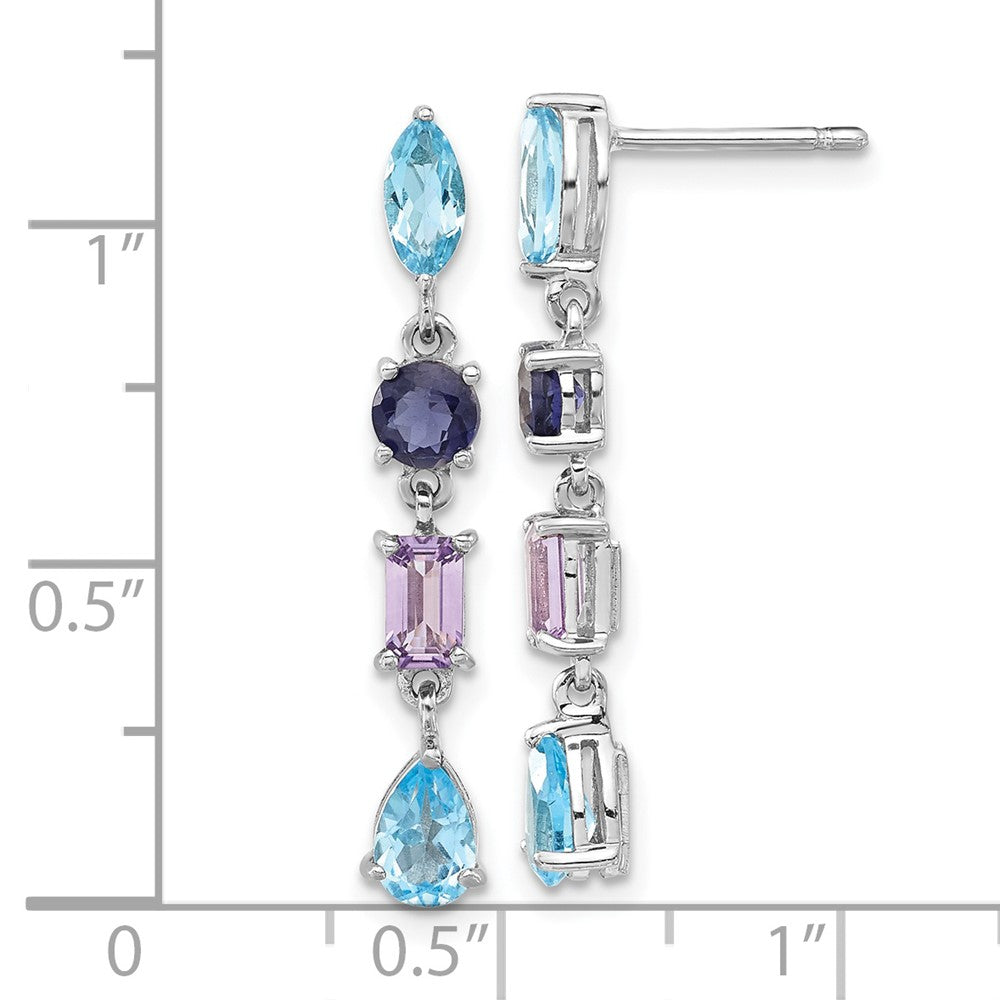 Sterlingsilber Rhodium Amethyst Blautopas und Iolite Ohrhänger