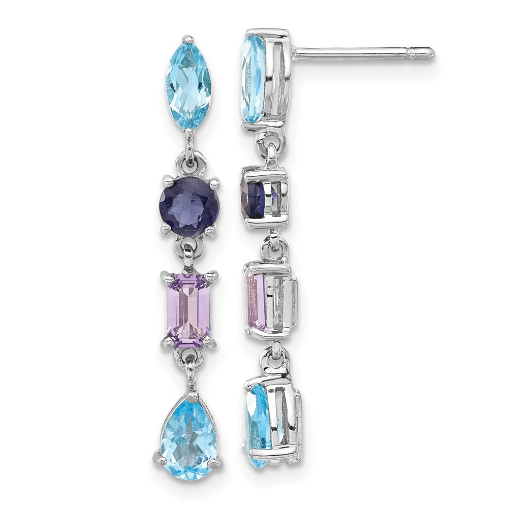 Sterlingsilber Rhodium Amethyst Blautopas und Iolite Ohrhänger