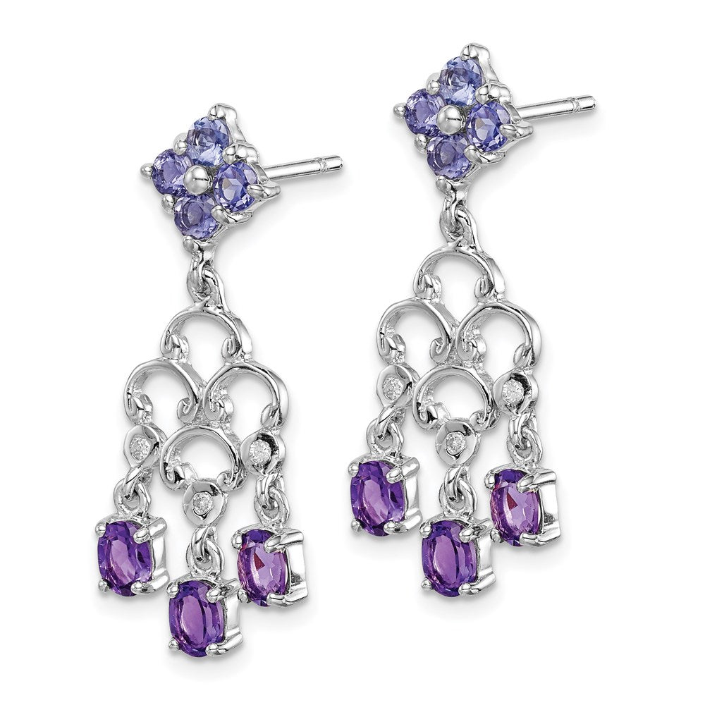 Sterlingsilber Rhodiniert Amethyst Iolite und Diamant Ohrhänger