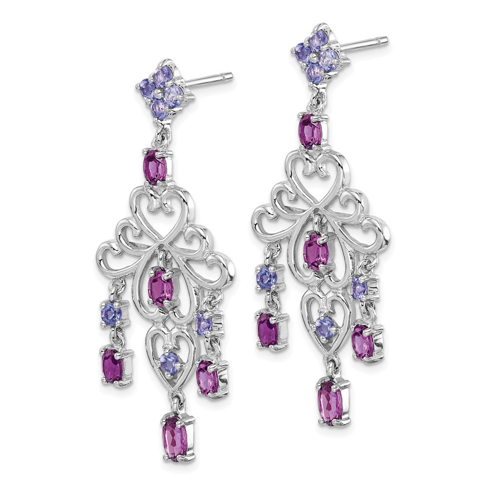 Sterlingsilber Rhodiniert Rhodolith Granat und Amethyst Ohrringe