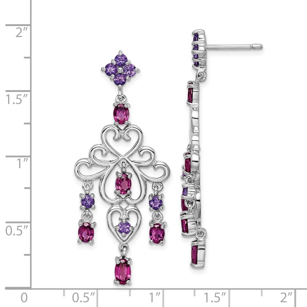 Sterlingsilber Rhodiniert Rhodolith Granat und Amethyst Ohrringe