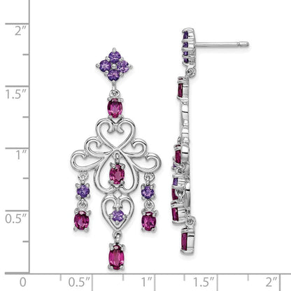Sterlingsilber Rhodiniert Rhodolith Granat und Amethyst Ohrringe