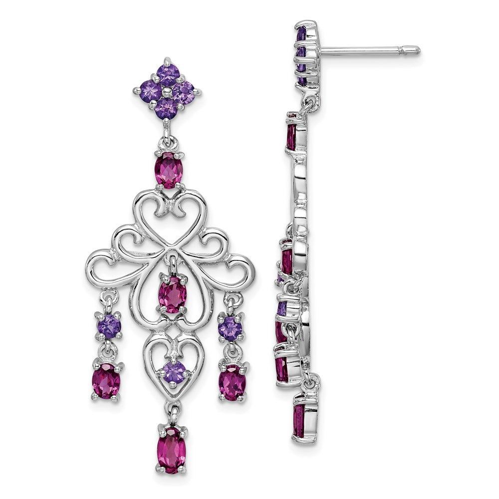 Sterlingsilber Rhodiniert Rhodolith Granat und Amethyst Ohrringe