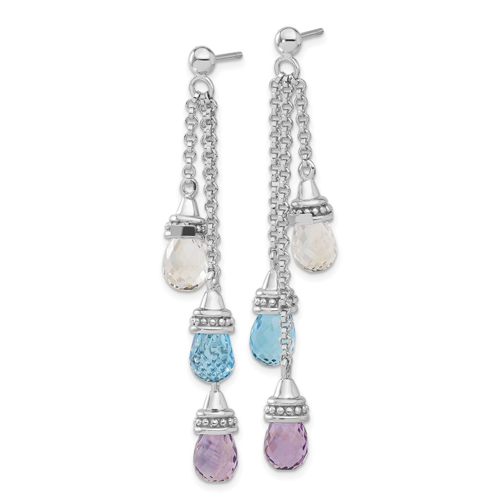 Sterlingsilber Amethyst und Blau & Weiß Topas Ohrhänger