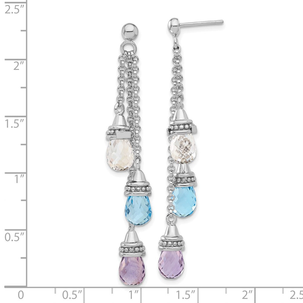 Sterlingsilber Amethyst und Blau & Weiß Topas Ohrhänger