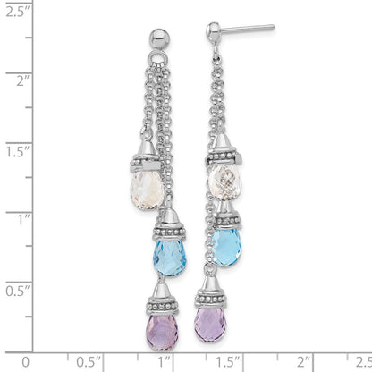 Sterlingsilber Amethyst und Blau & Weiß Topas Ohrhänger