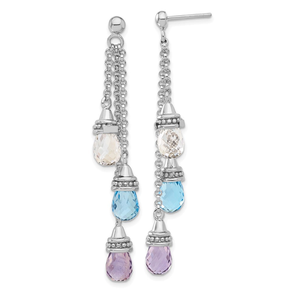 Sterlingsilber Amethyst und Blau & Weiß Topas Ohrhänger