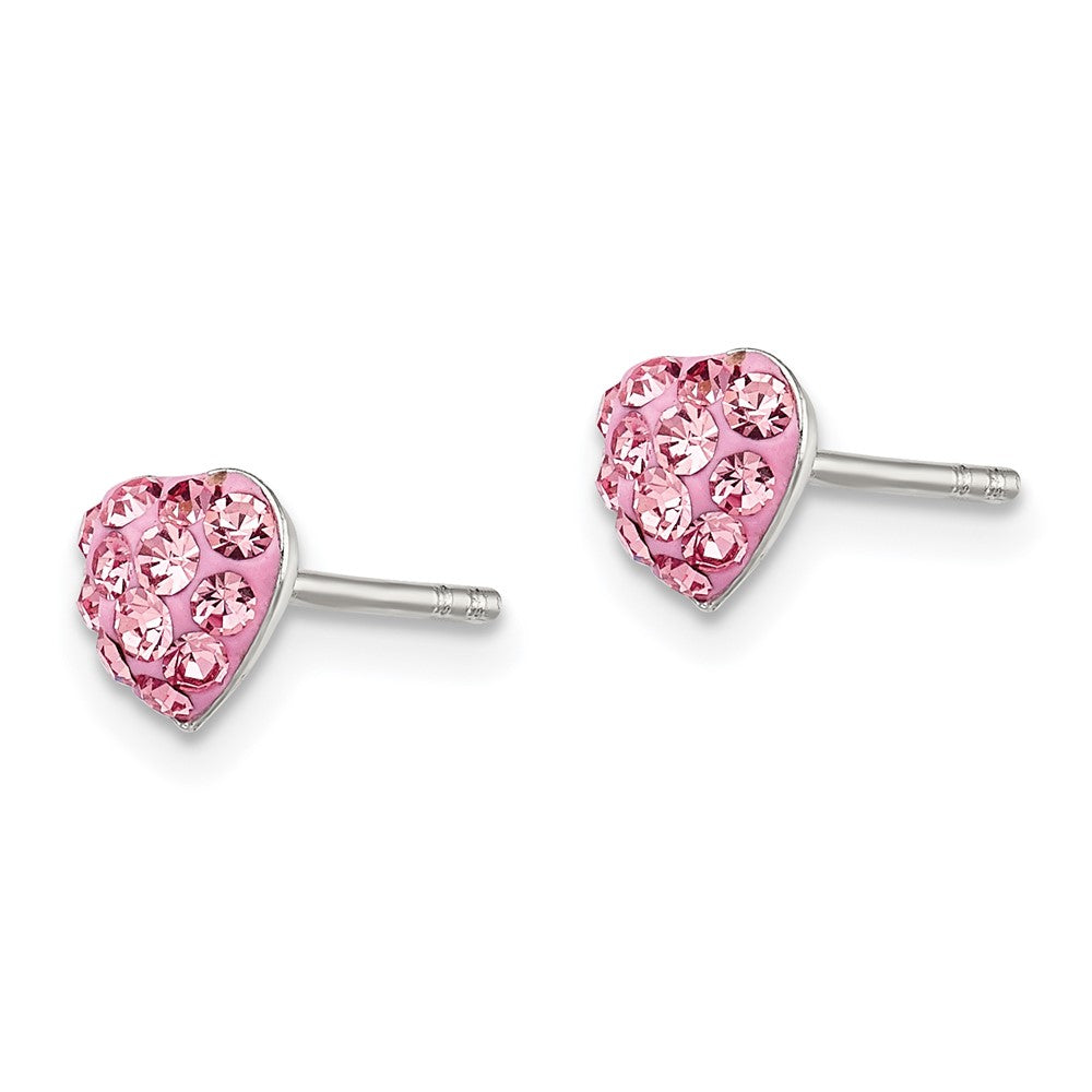 Sterlingsilber Rhodiniert Rosa Preciosa Kristall Herz Stecker Ohrstecker