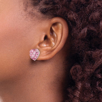 Sterlingsilber Rhodiniert Rosa Preciosa Kristall Herz Stecker Ohrstecker