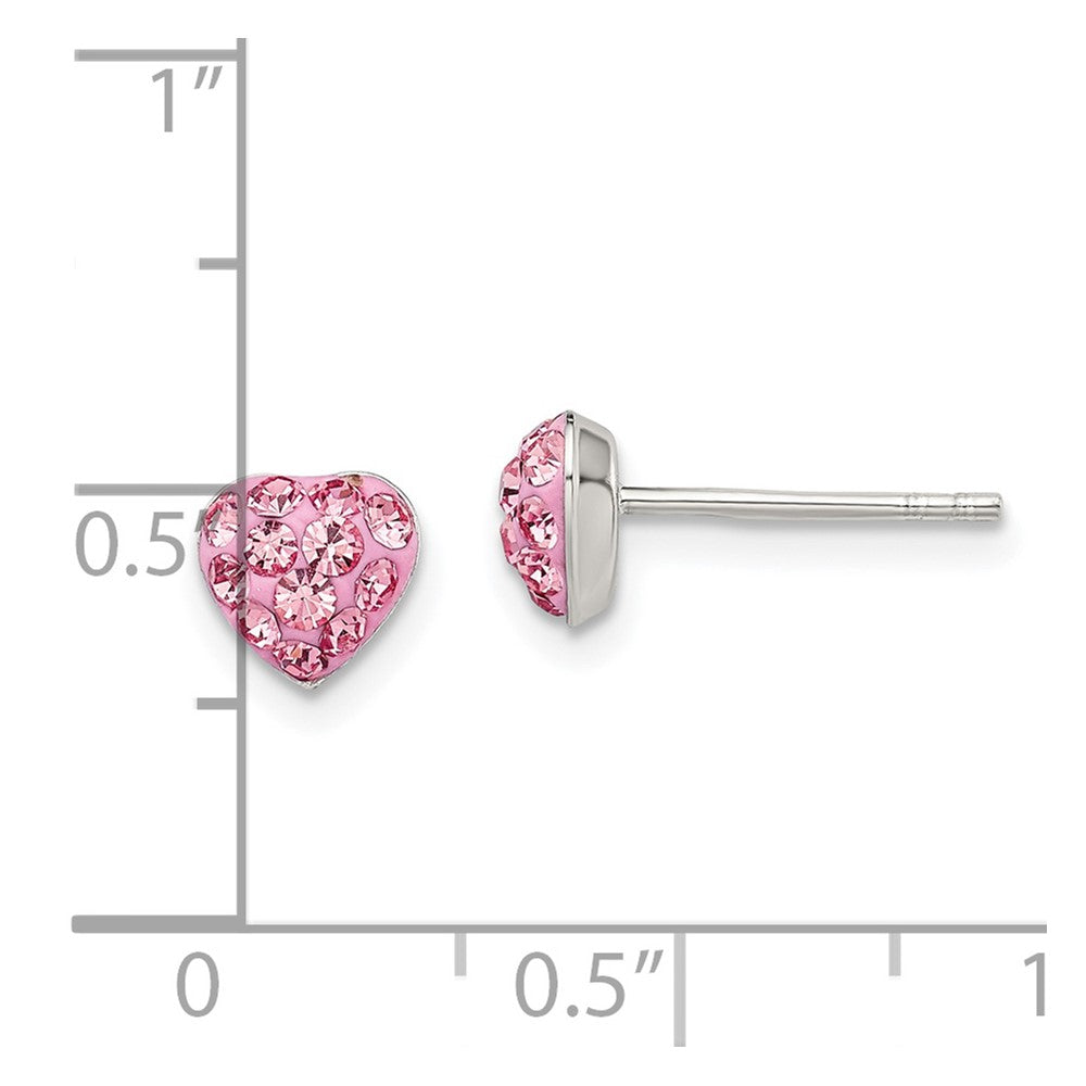Sterlingsilber Rhodiniert Rosa Preciosa Kristall Herz Stecker Ohrstecker