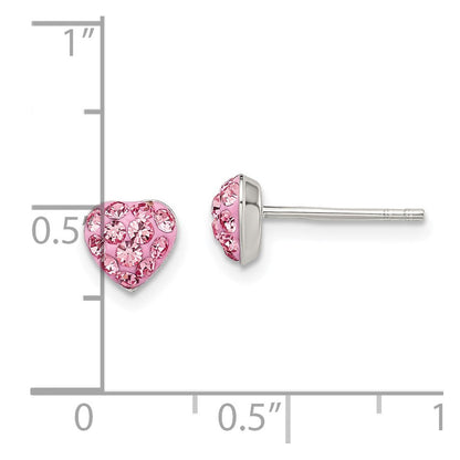 Sterlingsilber Rhodiniert Rosa Preciosa Kristall Herz Stecker Ohrstecker