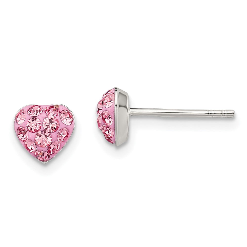 Sterlingsilber Rhodiniert Rosa Preciosa Kristall Herz Stecker Ohrstecker