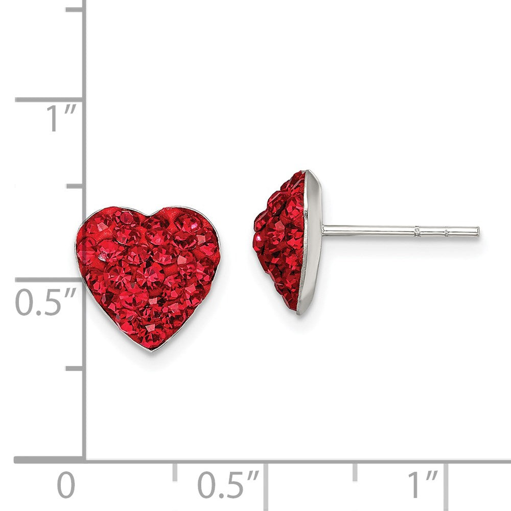Sterlingsilber Rhodiniert Rot Preciosa Kristall Herz Ohrstecker