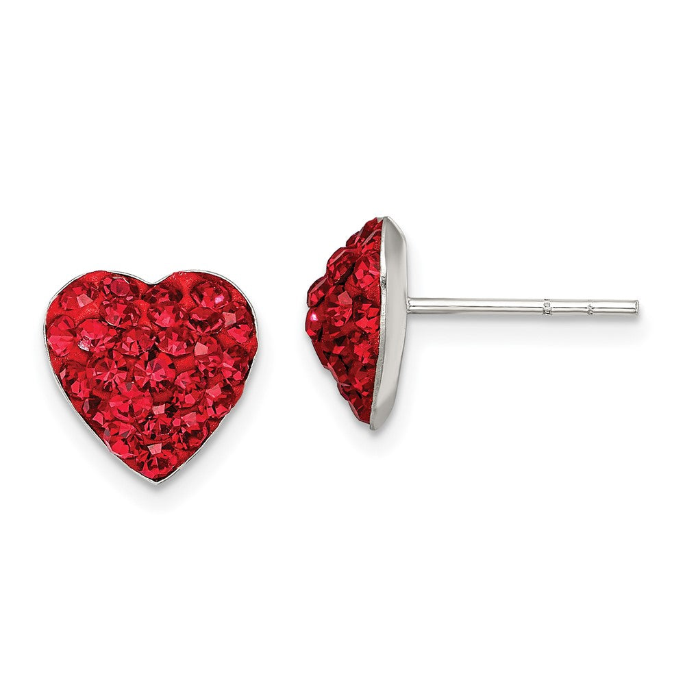 Sterlingsilber Rhodiniert Rot Preciosa Kristall Herz Ohrstecker