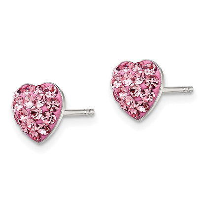 Sterlingsilber Rhodiniert Rosa Preciosa Kristall Herz Ohrstecker