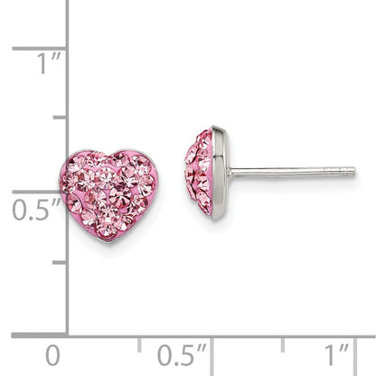 Sterlingsilber Rhodiniert Rosa Preciosa Kristall Herz Ohrstecker