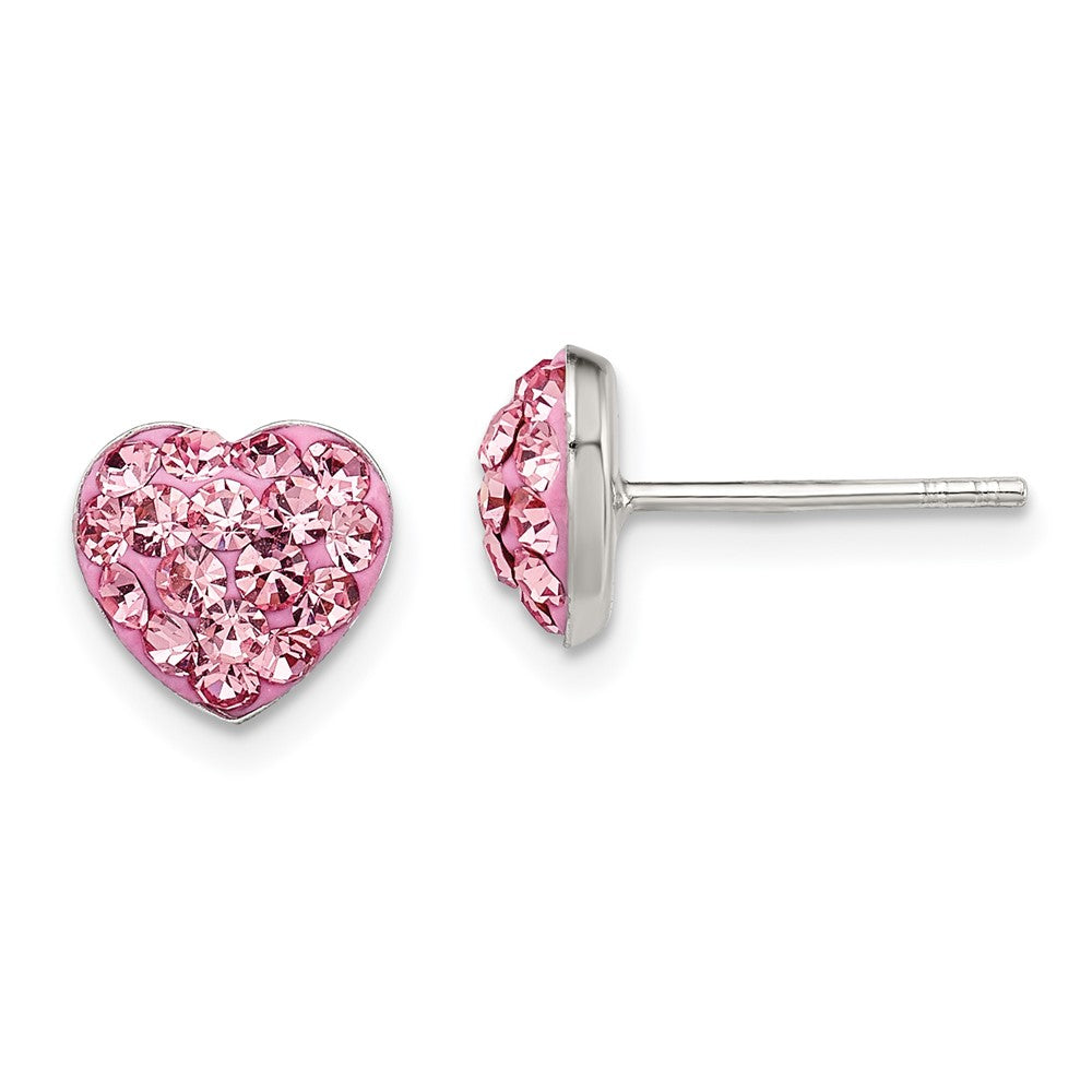 Sterlingsilber Rhodiniert Rosa Preciosa Kristall Herz Ohrstecker