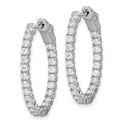 Sterlingsilber Schimmernd Rhodiniert 46 Stein 2.0mm Zirkonia in und Außen Oval Klappbar Creolen