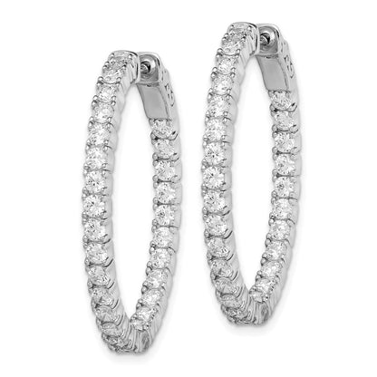Sterlingsilber Schimmernd Rhodiniert 54 Stein 2.5mm Zirkonia in und Außen Oval Klappbar Creolen