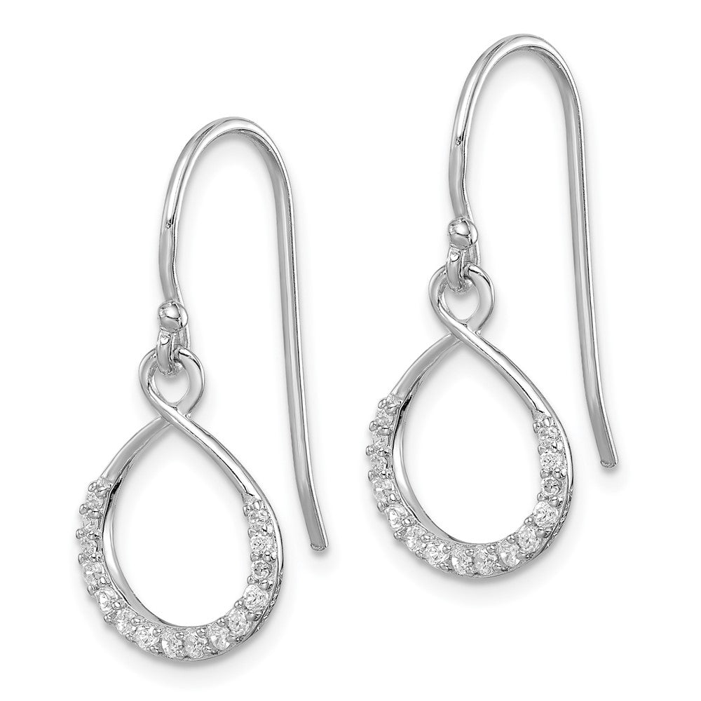 Sterlingsilber Rhodiniert mit Zirkonia Unendlichkeit Hirte Haken Ohrringe