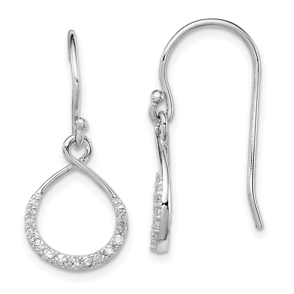 Sterlingsilber Rhodiniert mit Zirkonia Unendlichkeit Hirte Haken Ohrringe