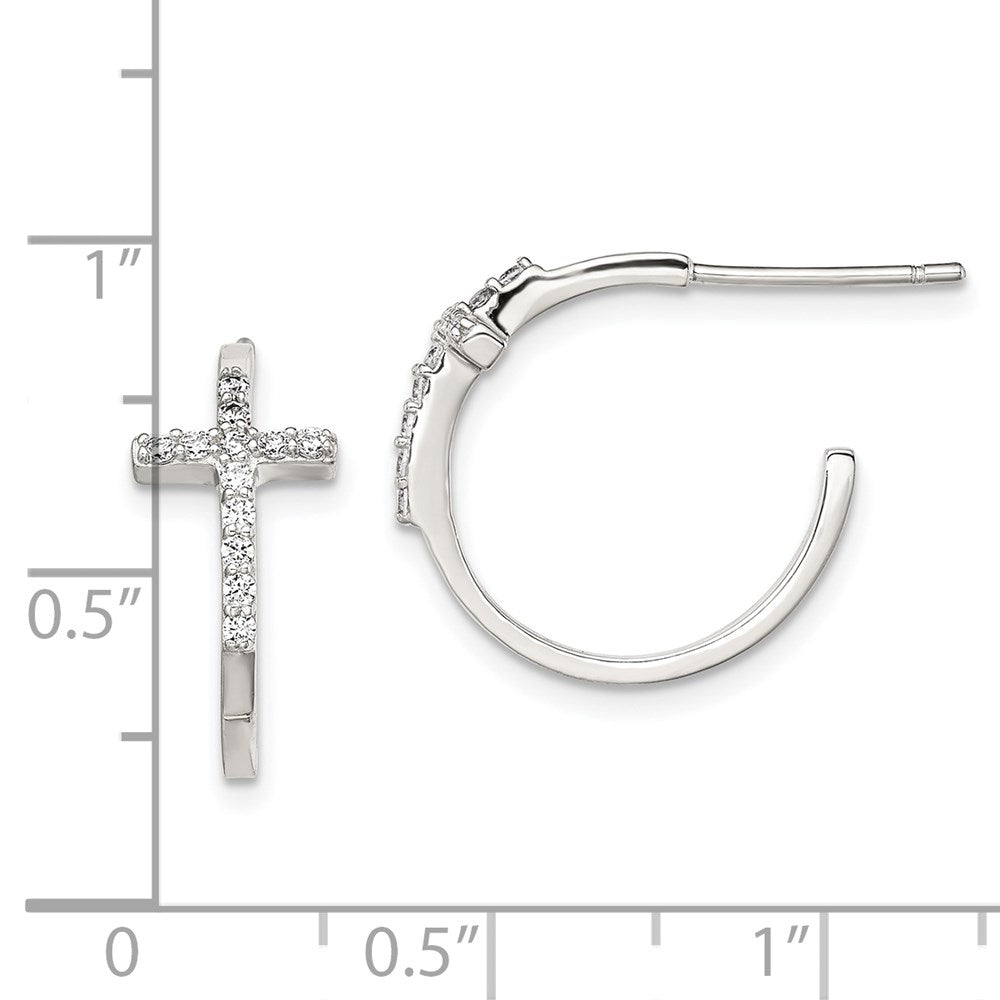 Sterlingsilber Rhodiniert Zirkonia Kreuz Creolen