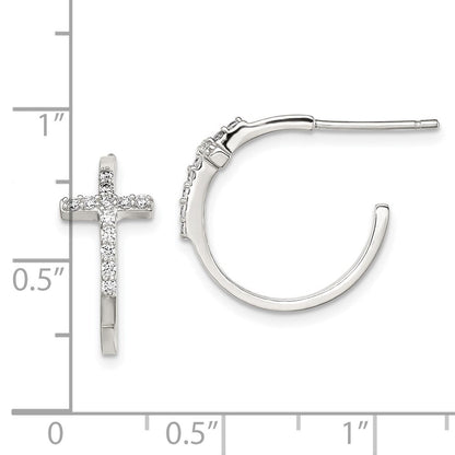 Sterlingsilber Rhodiniert Zirkonia Kreuz Creolen