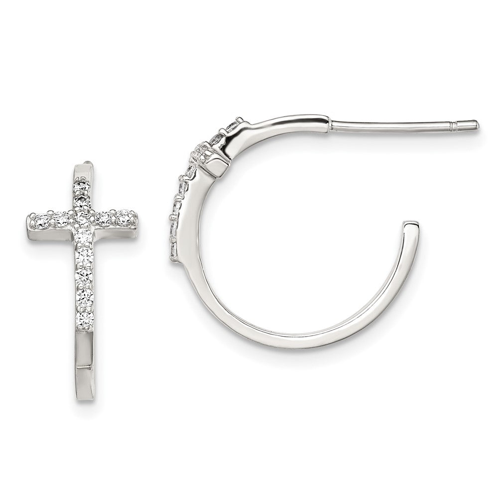 Sterlingsilber Rhodiniert Zirkonia Kreuz Creolen