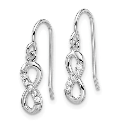 Sterlingsilber Rhodiniert mit Zirkonia Unendlichkeit Hirte Haken Ohrringe