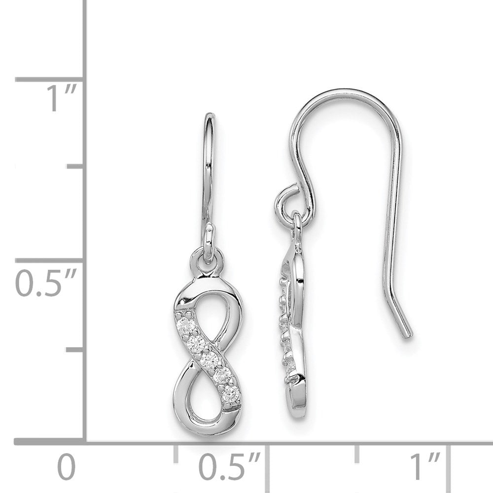 Sterlingsilber Rhodiniert mit Zirkonia Unendlichkeit Hirte Haken Ohrringe