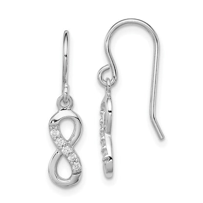 Sterlingsilber Rhodiniert mit Zirkonia Unendlichkeit Hirte Haken Ohrringe