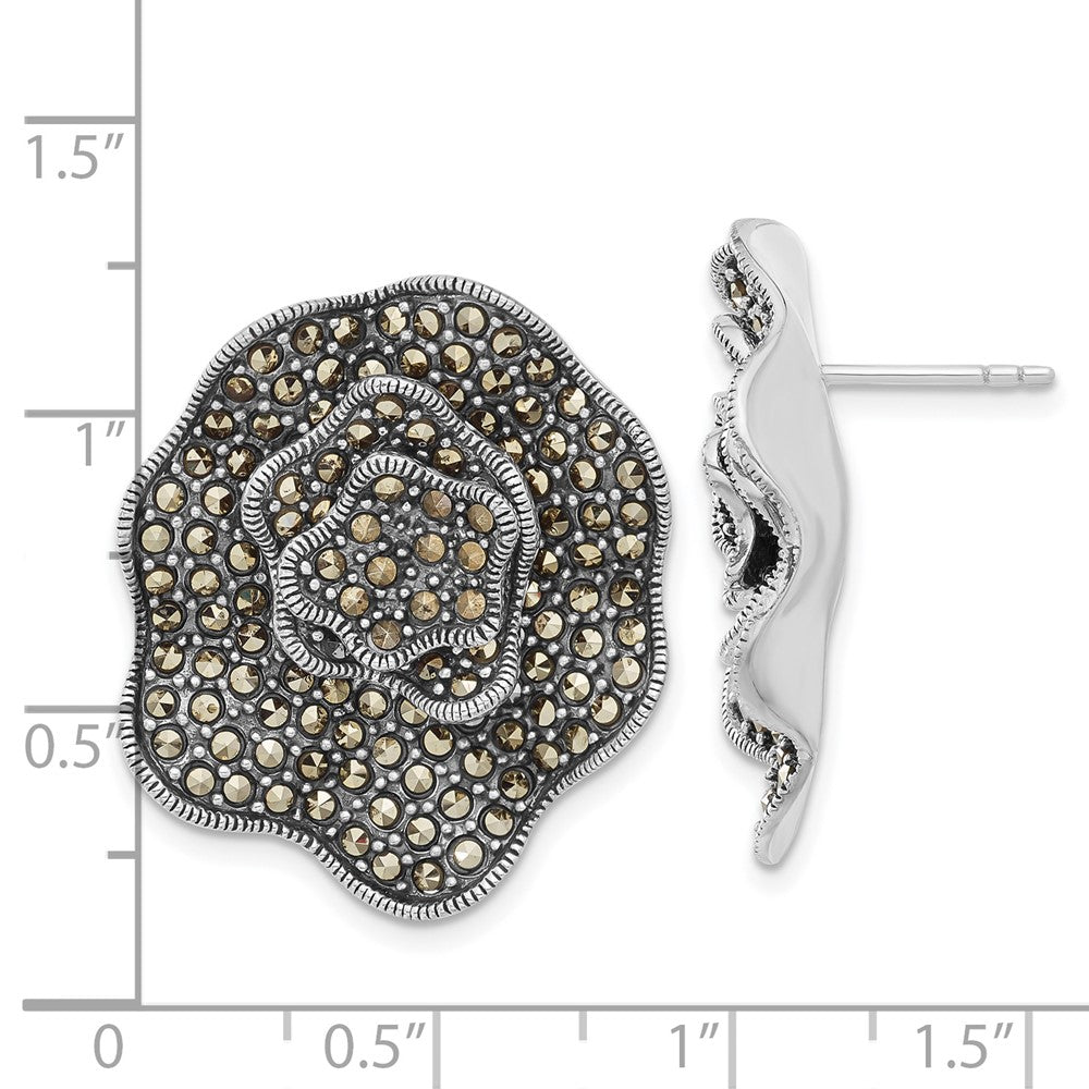 Sterlingsilber Markasit Blume Ohrstecker