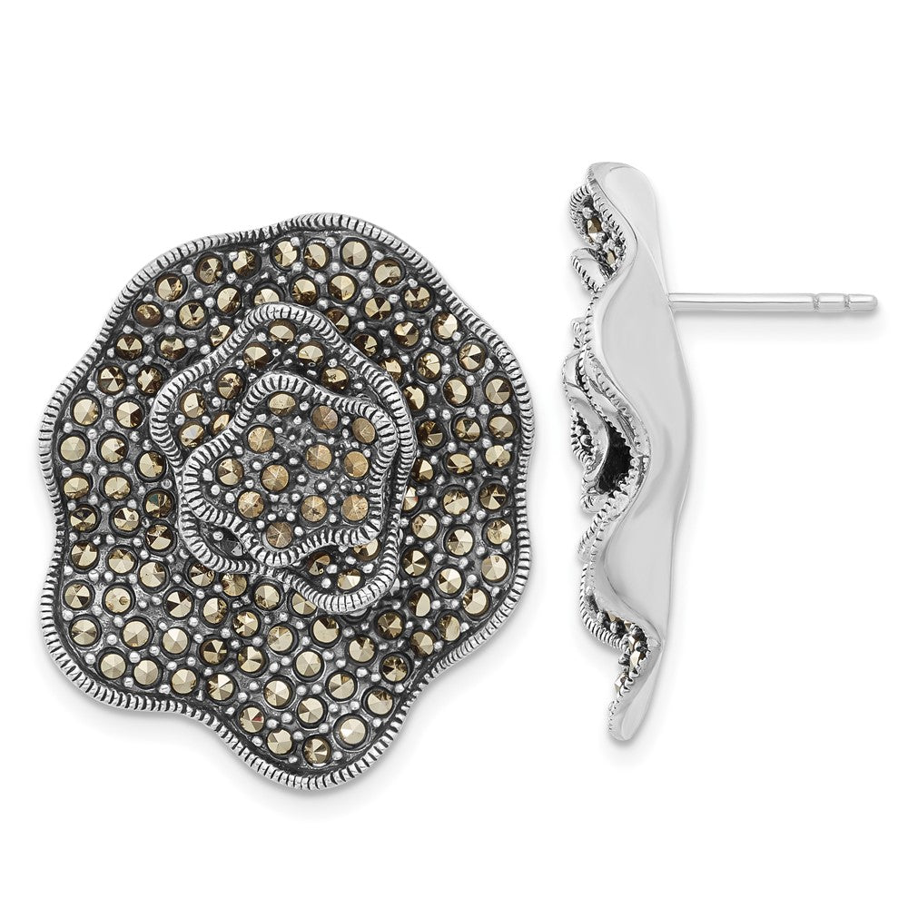 Sterlingsilber Markasit Blume Ohrstecker