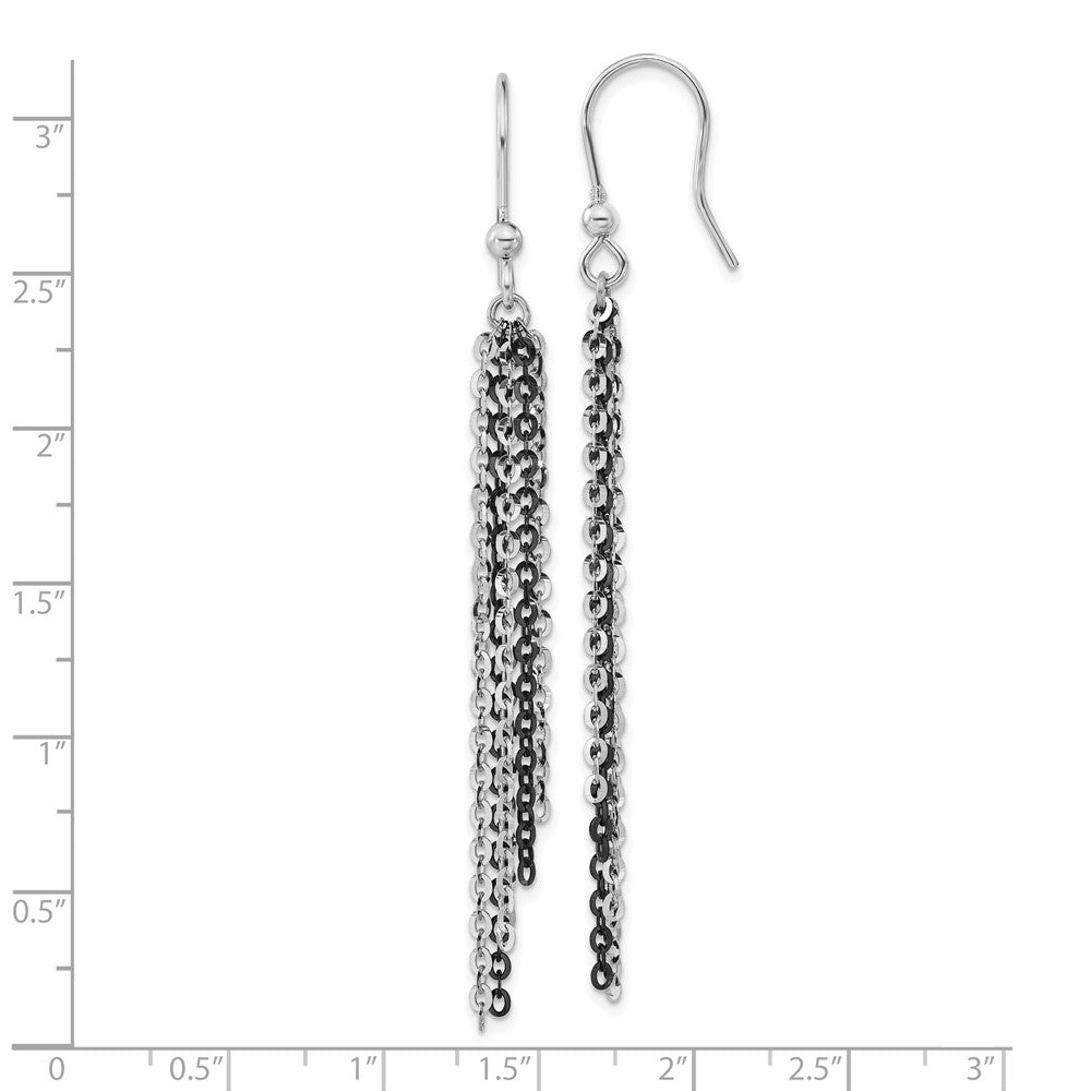 Sterlingsilber Rhodium & Schwarz Rutheniumbeschichtet Kette Ohrhänger