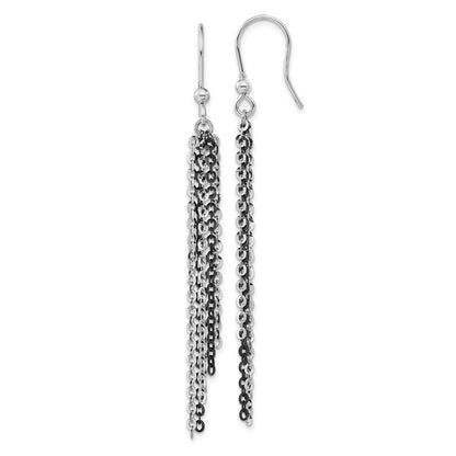 Sterlingsilber Rhodium & Schwarz Rutheniumbeschichtet Kette Ohrhänger