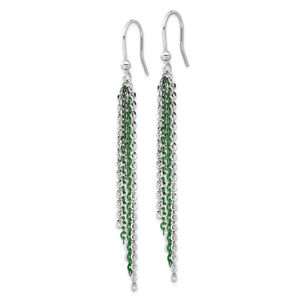 Sterlingsilber Rhodium & Grün Glanz-beschichtet Kette Ohrhänger