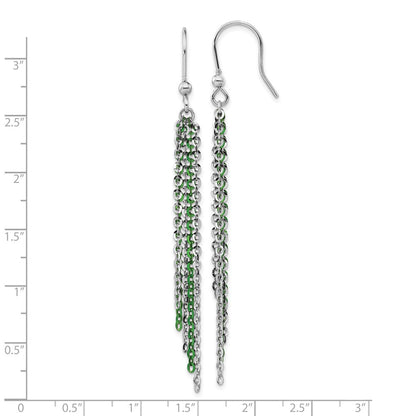 Sterlingsilber Rhodium & Grün Glanz-beschichtet Kette Ohrhänger