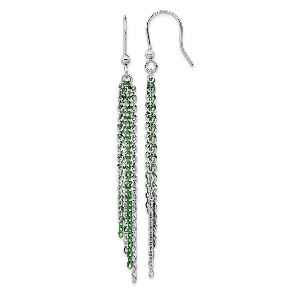 Sterlingsilber Rhodium & Grün Glanz-beschichtet Kette Ohrhänger