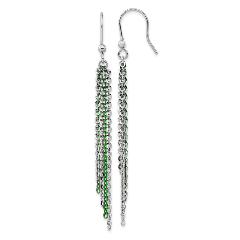 Sterlingsilber Rhodium & Grün Glanz-beschichtet Kette Ohrhänger