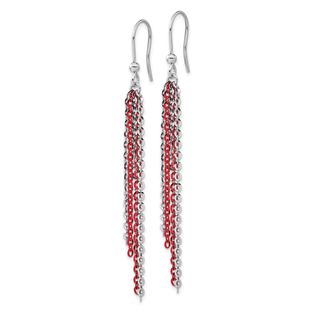 Sterlingsilber Rhodium & Rot Glanz-beschichtet Kette Ohrhänger
