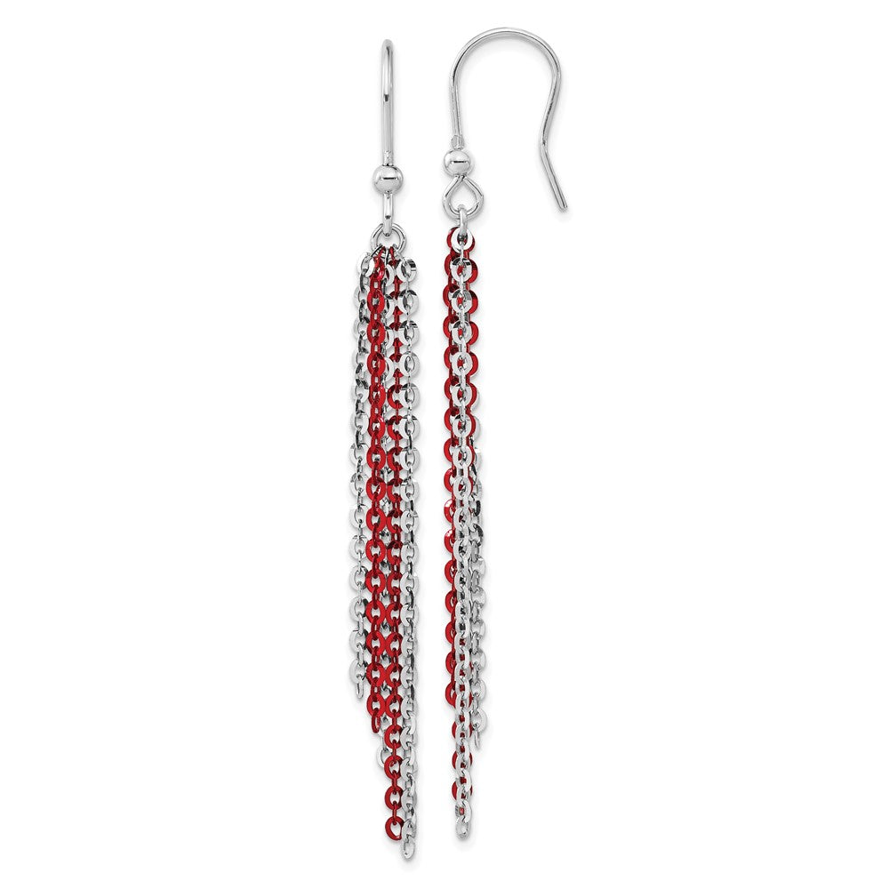 Sterlingsilber Rhodium & Rot Glanz-beschichtet Kette Ohrhänger