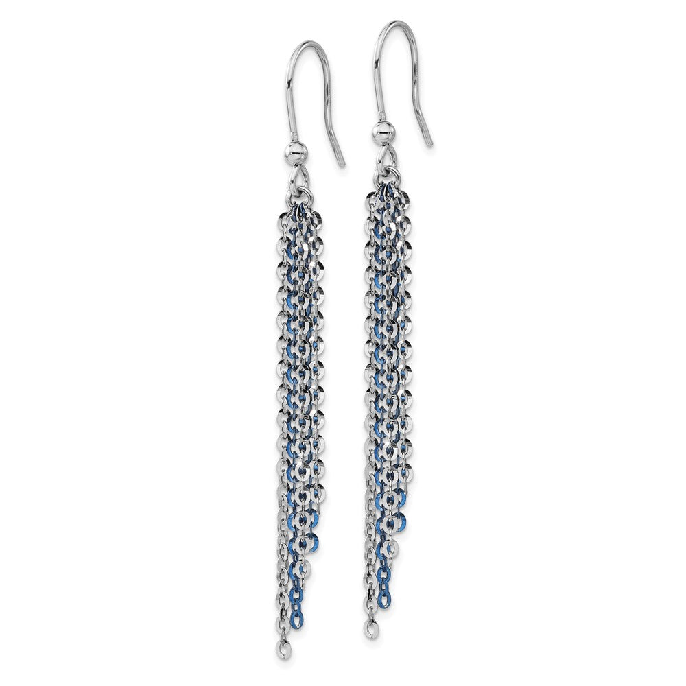 Sterlingsilber Rhodium & Blau Glanz-beschichtet Kette Ohrhänger