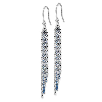 Sterlingsilber Rhodium & Blau Glanz-beschichtet Kette Ohrhänger