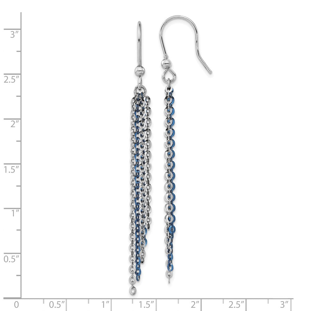 Sterlingsilber Rhodium & Blau Glanz-beschichtet Kette Ohrhänger