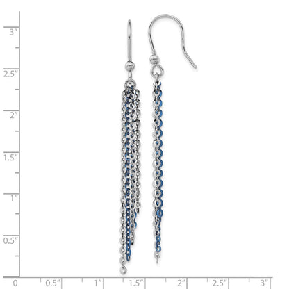 Sterlingsilber Rhodium & Blau Glanz-beschichtet Kette Ohrhänger
